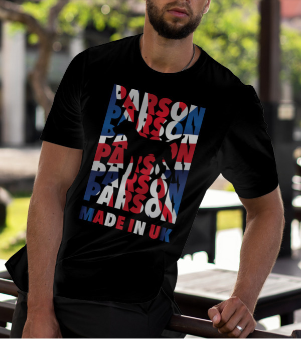 Parson Terrier Silhouette With Union Jack Colors Made In UK T-Shirt