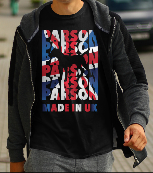 Parson Terrier Silhouette With Union Jack Colors Made In UK T-Shirt