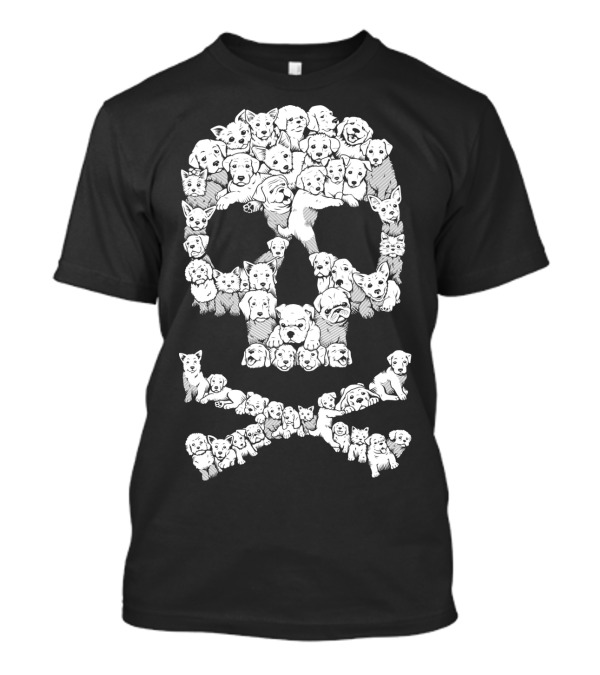 Pawsitively Bitchin Puppy Skull Design With Dogs Forming Skull And Crossbones T-Shirt