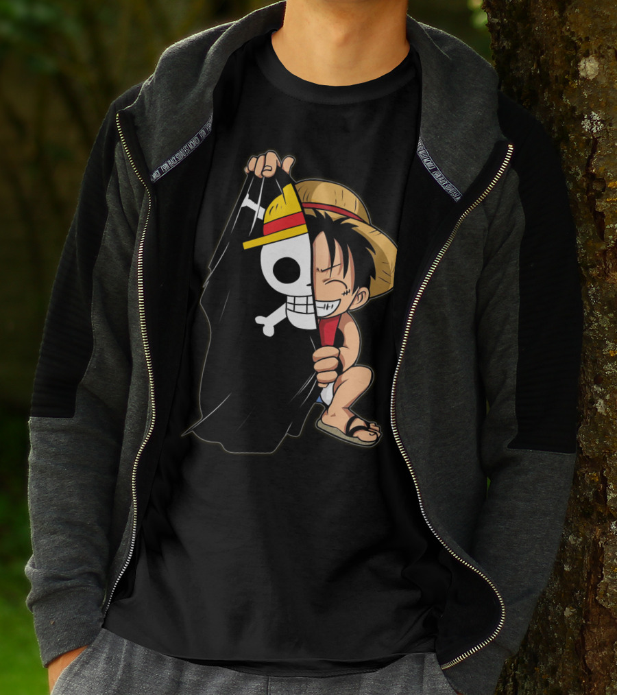 Luffy Pirate Hat Skull Flag Onepiece T-Shirt