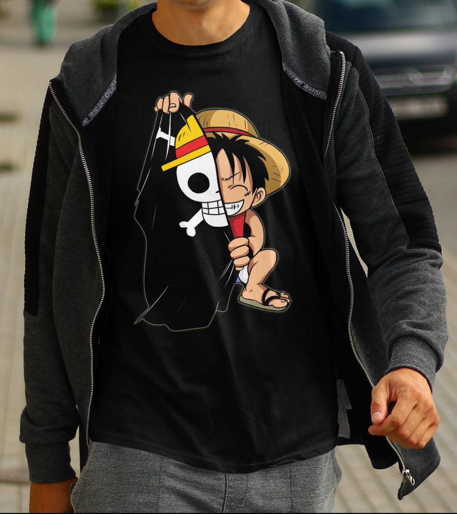 Luffy Pirate Hat Skull Flag Onepiece T-Shirt