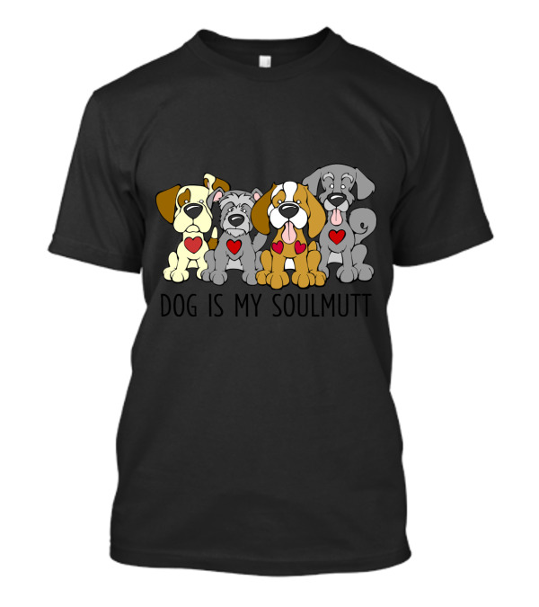 Dog Is My Soulmutt Cute Cartoon Pups With Heart Graphics T-Shirt
