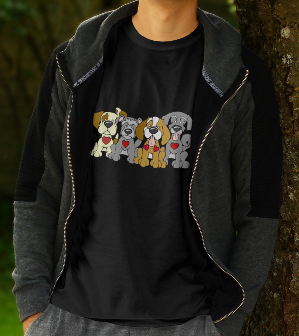 Dog Is My Soulmutt Cute Cartoon Pups With Heart Graphics T-Shirt