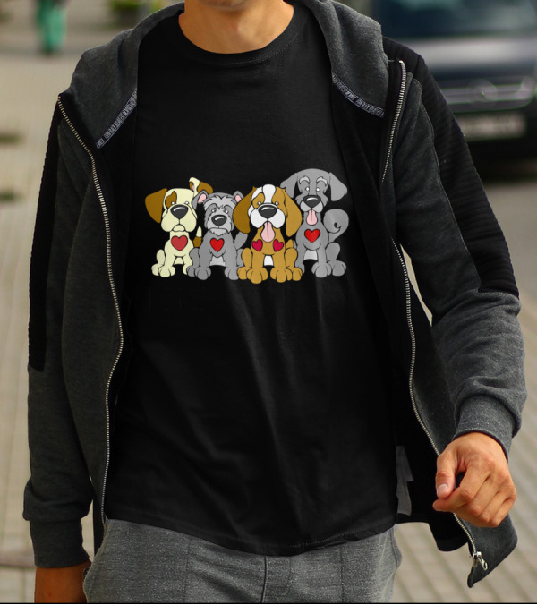 Dog Is My Soulmutt Cute Cartoon Pups With Heart Graphics T-Shirt