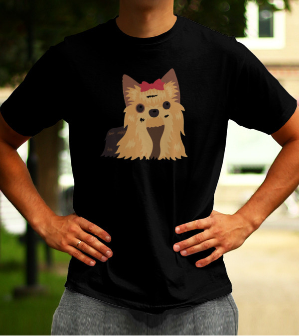 Terrier Dog Cute Cool Adorable Bow Drawing T-Shirt