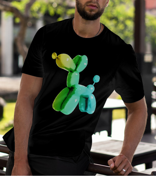 Balloon Dog Puppy In Gradient Green To Yellow Shades T-Shirt