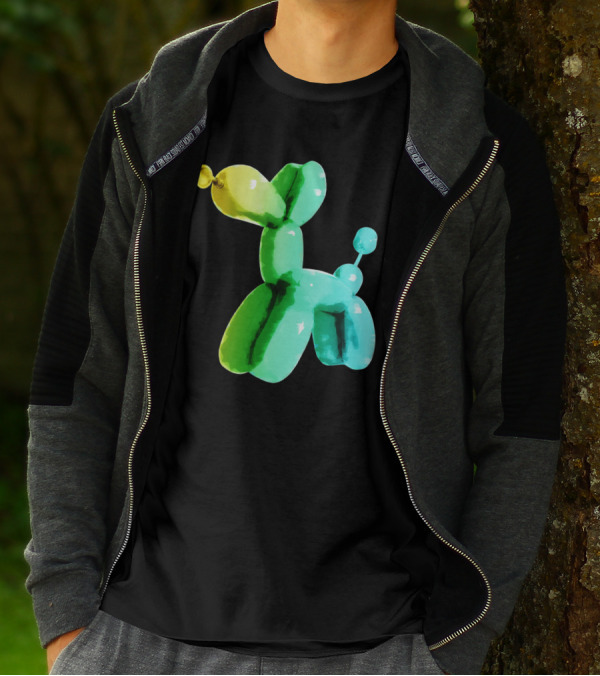 Balloon Dog Puppy In Gradient Green To Yellow Shades T-Shirt