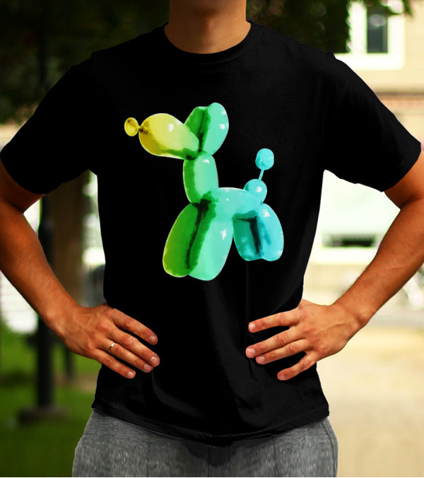 Balloon Dog Puppy In Gradient Green To Yellow Shades T-Shirt