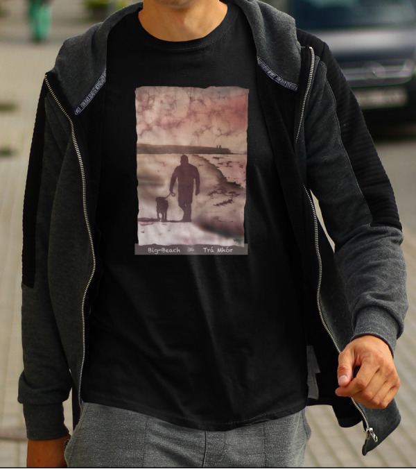 Big-Beach Trá Mhór Walking Dog On Beach At Sunset T-Shirt