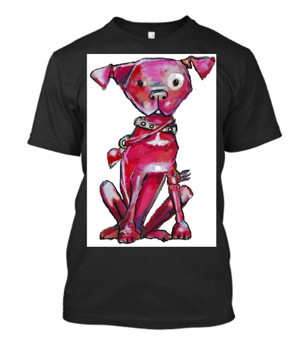 Whimsical Pink Dog With Collar T-Shirt
