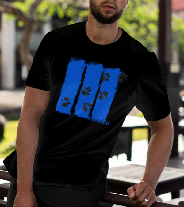 TropicalTees Dog Owners Get It Blue Paw Prints T-Shirt