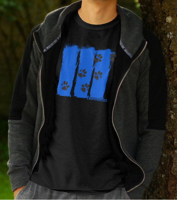 TropicalTees Dog Owners Get It Blue Paw Prints T-Shirt