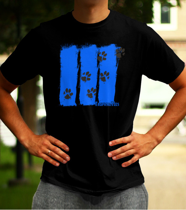 TropicalTees Dog Owners Get It Blue Paw Prints T-Shirt