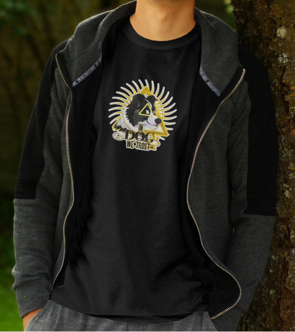In Dog We Trust Illuminati Dog Triangle Sunburst T-Shirt