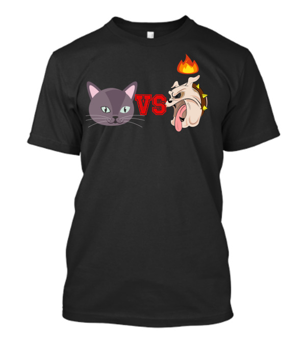 Cat VS Dog Fire Battle Face-Off T-Shirt