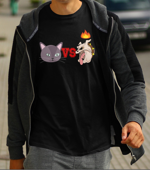 Cat VS Dog Fire Battle Face-Off T-Shirt