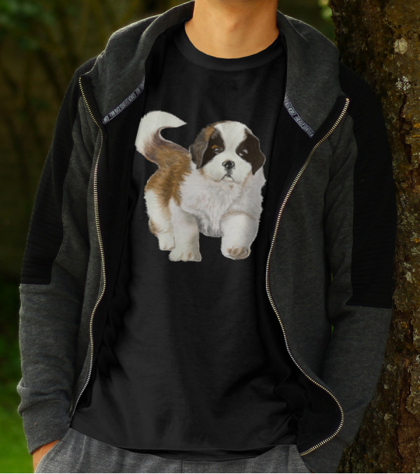 St Bernard Dog Puppy Playful Pose T-Shirt