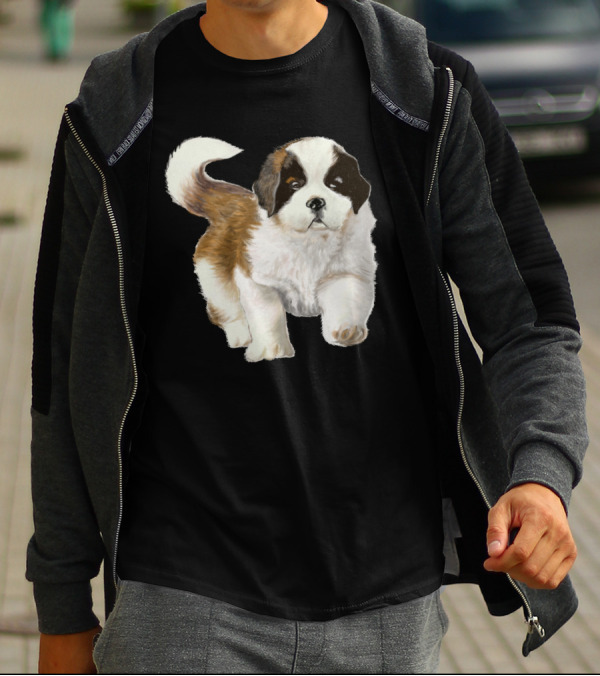 St Bernard Dog Puppy Playful Pose T-Shirt