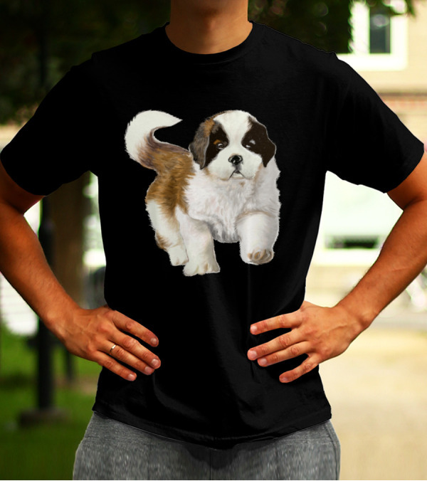 St Bernard Dog Puppy Playful Pose T-Shirt