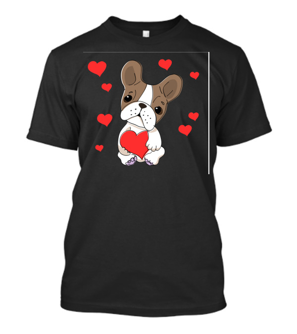 Animation Dog Cute Animate Comic Heart Holding Cartoon T-Shirt