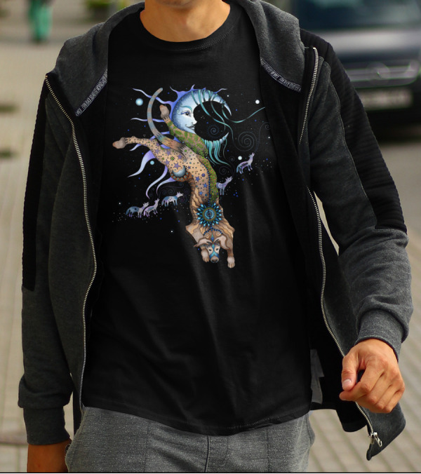 Bo Dog Celestial Dance Beneath Enchanted Moon With Mystical Canines T-Shirt
