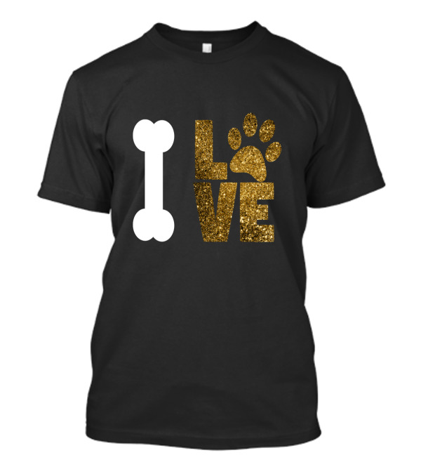 Bone And Glitter Paw Love Dog T-Shirt