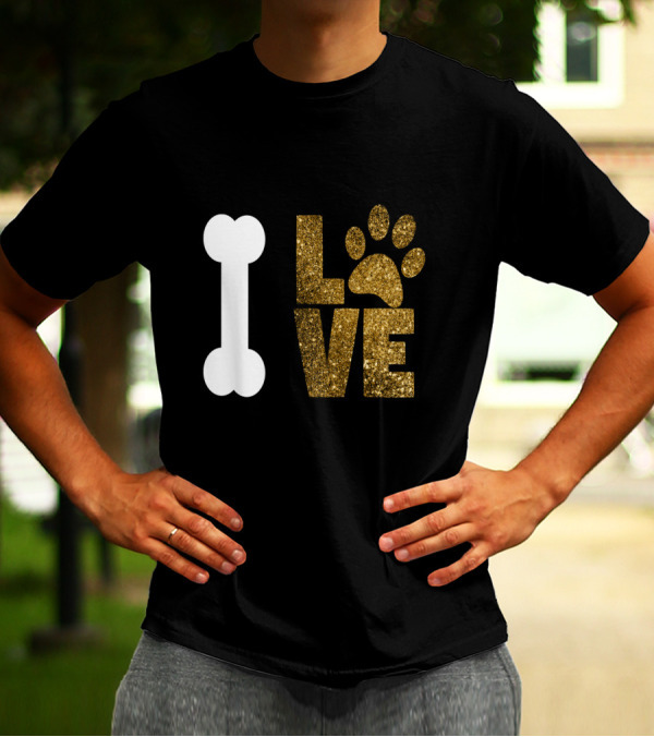 Bone And Glitter Paw Love Dog T-Shirt
