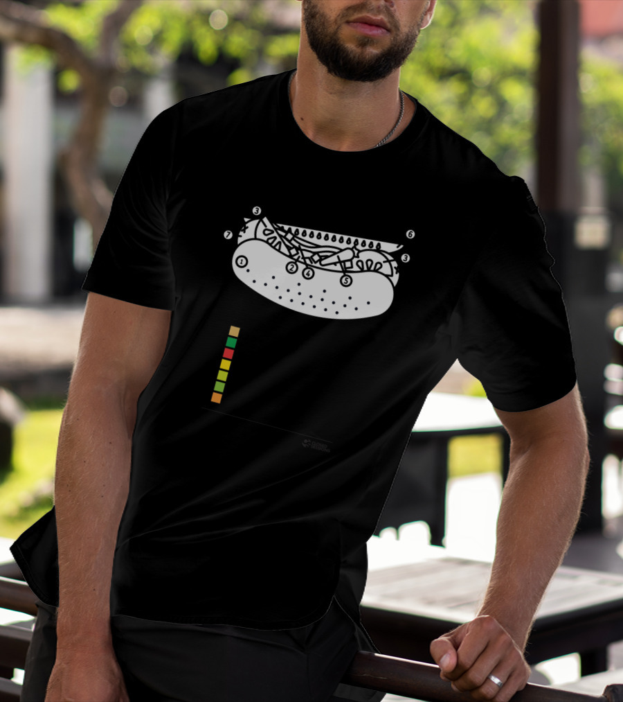Chicago Dog Paint By Number Poppyseed Bun Green Relish Tomato Mustard Sport Pepper Pickle Kosher Hot Dog T-Shirt