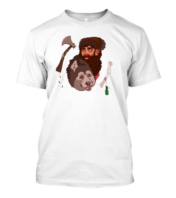 Lumberjack Dog And Bone With Axe And Flask T-Shirt