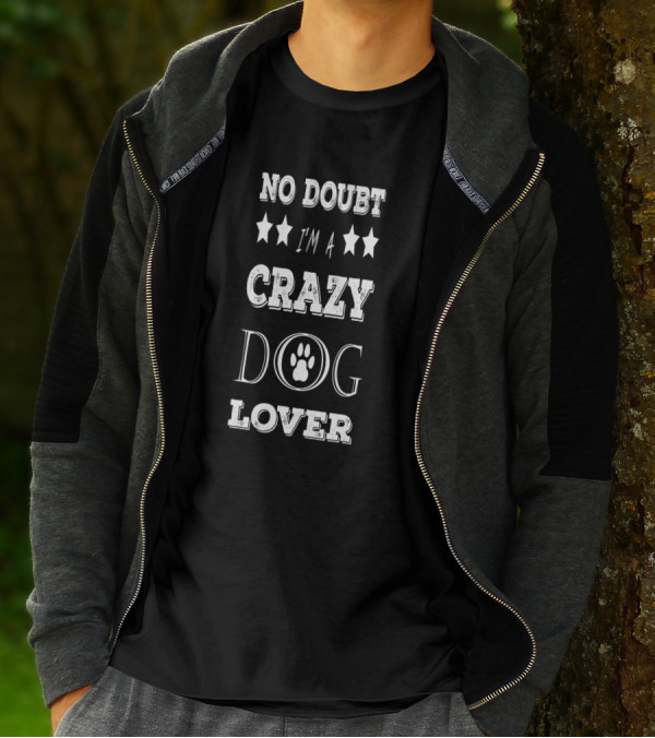 No Doubt I'm A Crazy Dog Lover Paw Print Stars T-Shirt