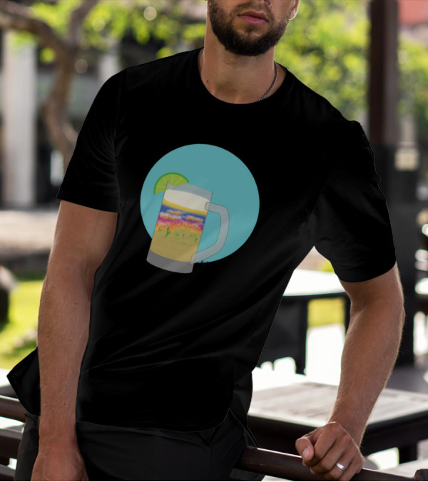 Sonoran Ale Sunset With Cactus And Lime In Beer Mug T-Shirt