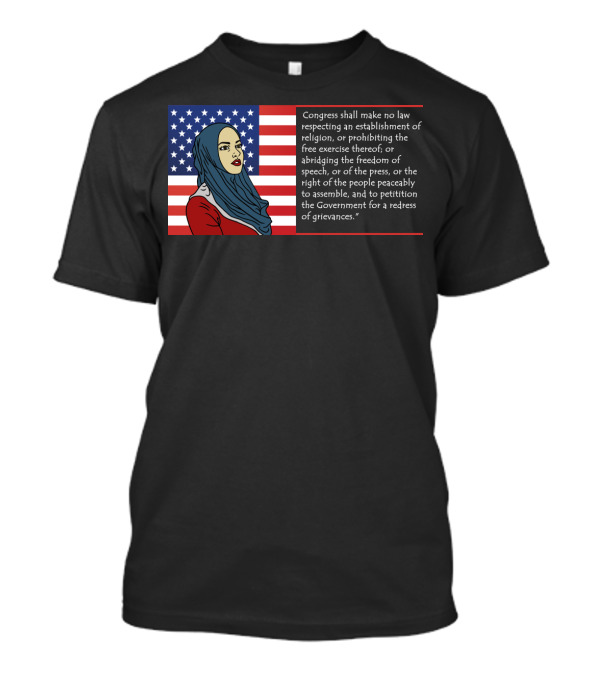 First Amendment Flag With Hijab Woman And Freedom T-Shirt