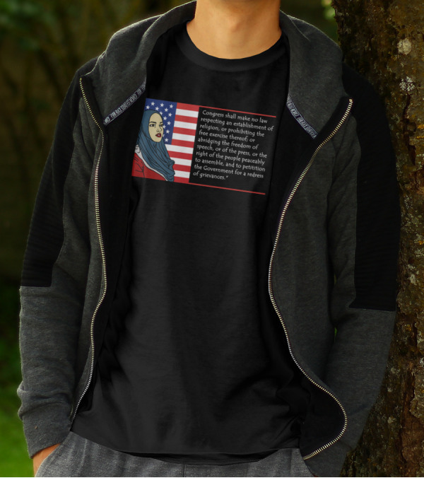 First Amendment Flag With Hijab Woman And Freedom T-Shirt