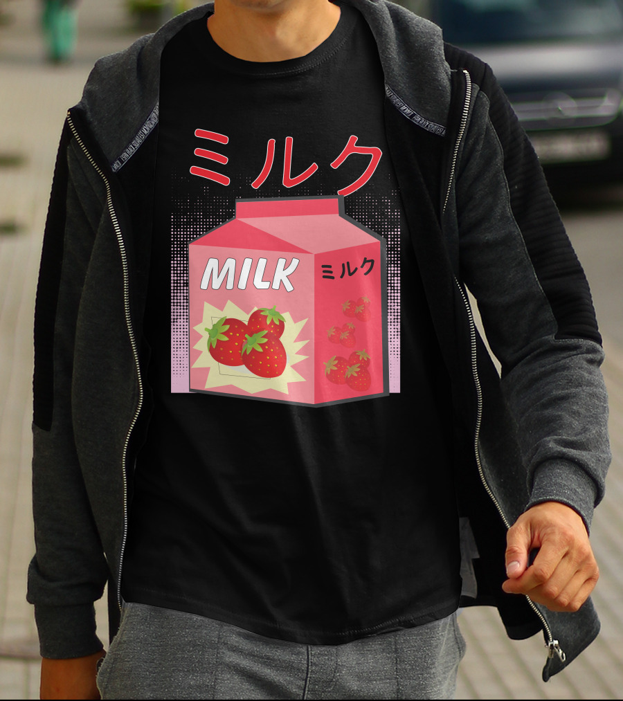 Japanese Otaku Anime Milk Strawberry Milkshake T-Shirt
