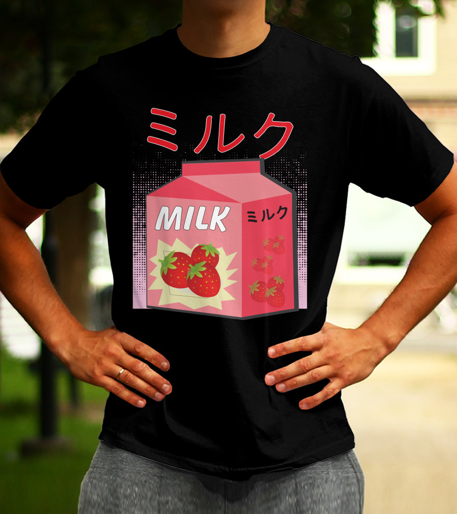 Japanese Otaku Anime Milk Strawberry Milkshake T-Shirt