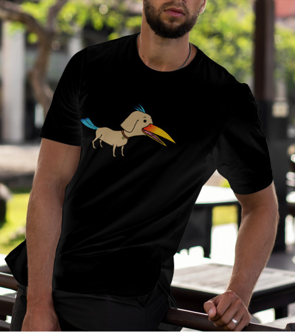 Whimsical Happy Bird Dog With Colorful Beak And Tail T-Shirt