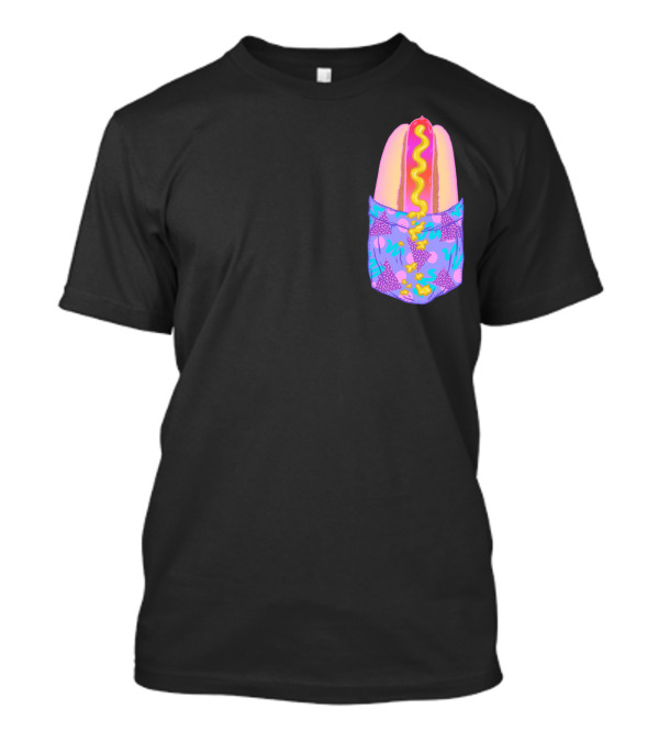 Pocket Hot Dog Retro Pattern Fun T-Shirt