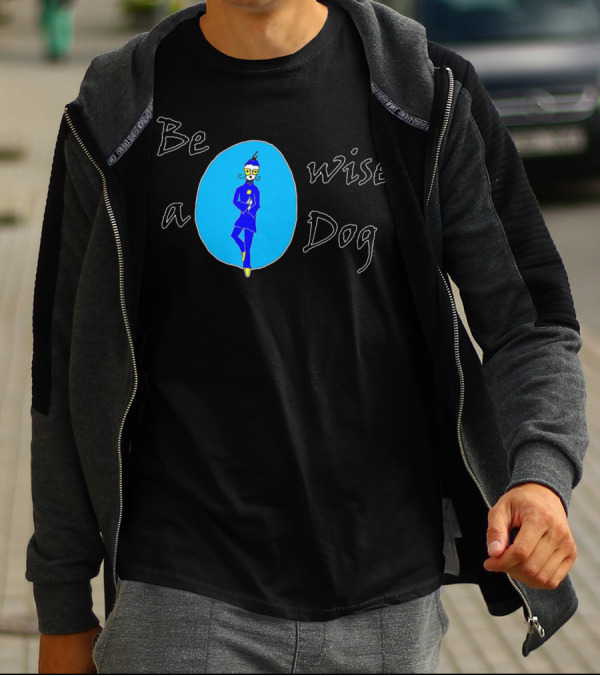 Be A Wise Dog Blue Character In Oval T-Shirt