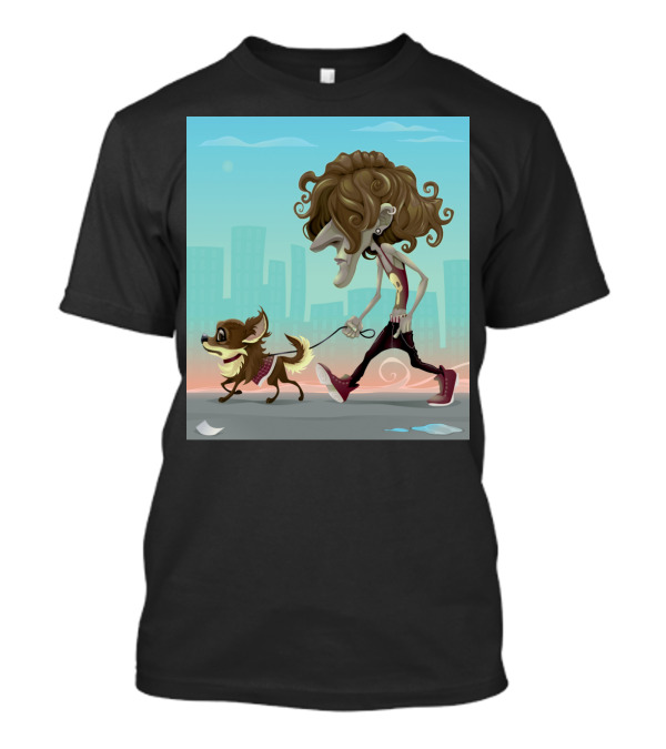 Walking With My Dog In Surreal Urban Landscape T-Shirt