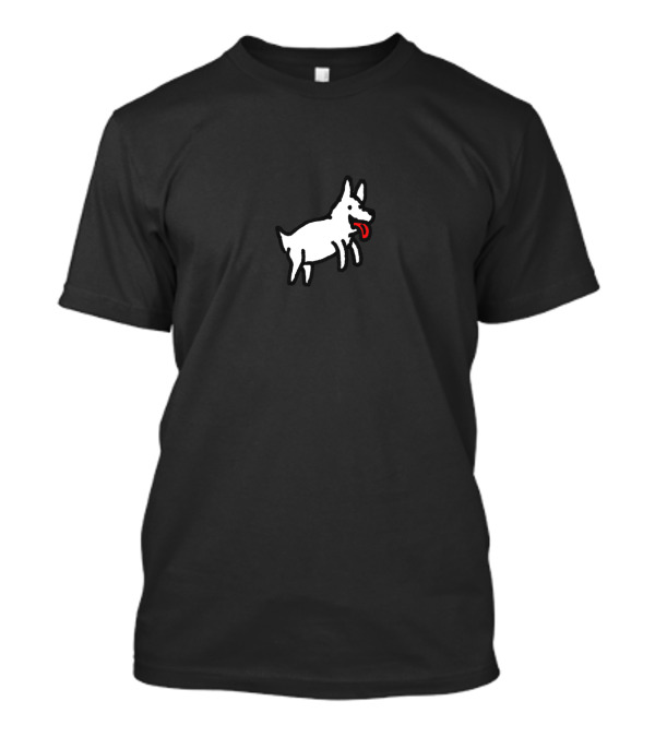 Sofie The Flying Dog Cartoon Style White Outline With Red Tongue T-Shirt
