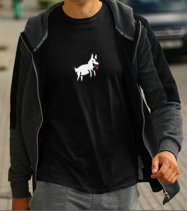 Sofie The Flying Dog Cartoon Style White Outline With Red Tongue T-Shirt