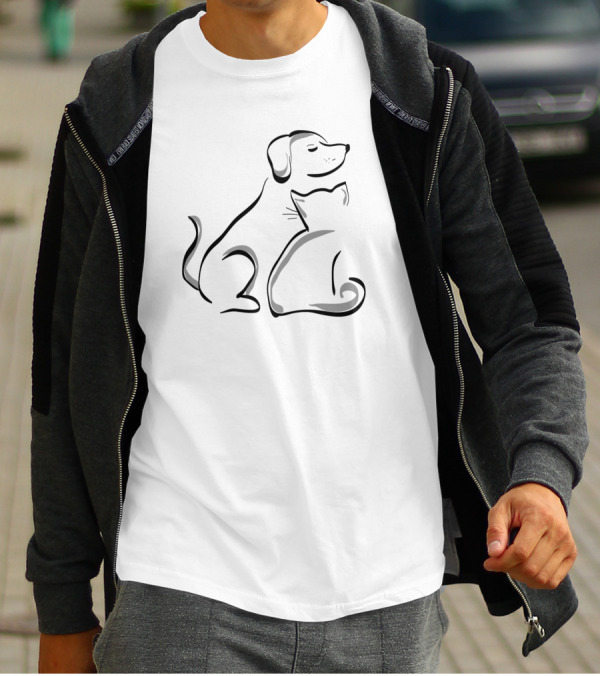 Dog Cat Animal Pet Friendship T-Shirt