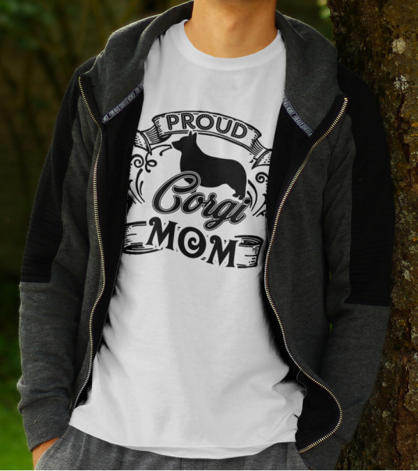 Proud Corgi Mom Silhouette Banner T-Shirt