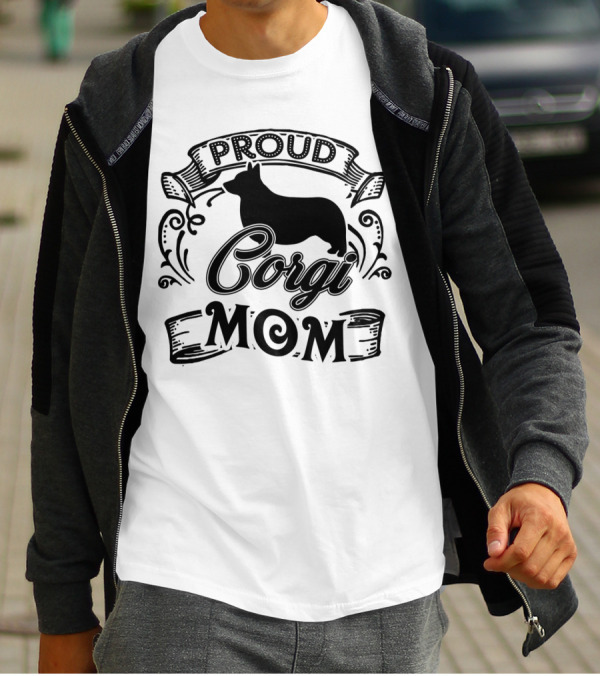 Proud Corgi Mom Silhouette Banner T-Shirt