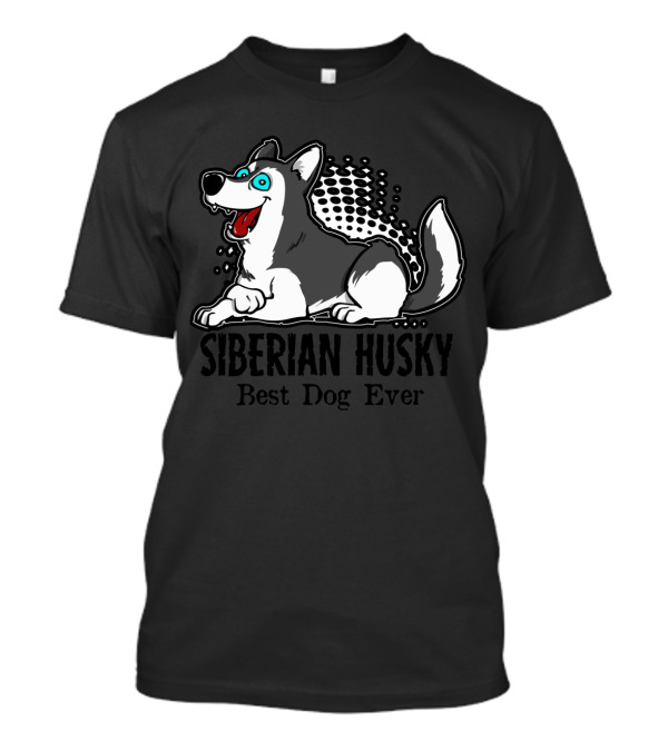 Siberian Husky Best Dog Ever Playful Cartoon T-Shirt