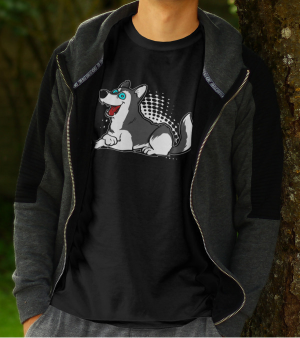 Siberian Husky Best Dog Ever Playful Cartoon T-Shirt