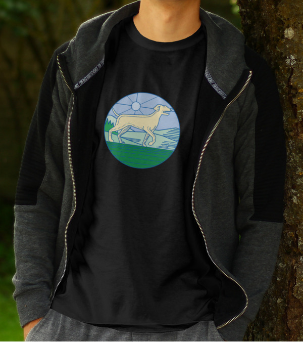 Mono Line English Pointer Dog In Scenic Landscape Circle T-Shirt