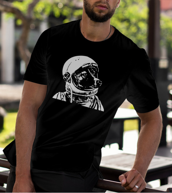 Dog Astronaut In Space Helmet Classic Monochrome T-Shirt