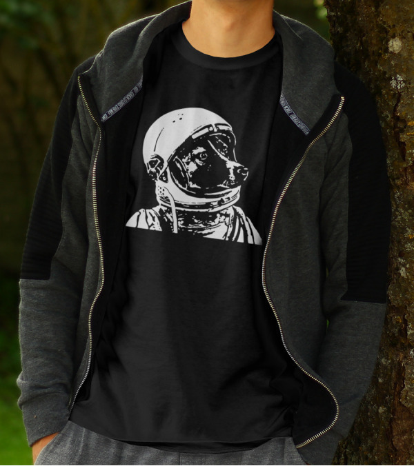 Dog Astronaut In Space Helmet Classic Monochrome T-Shirt