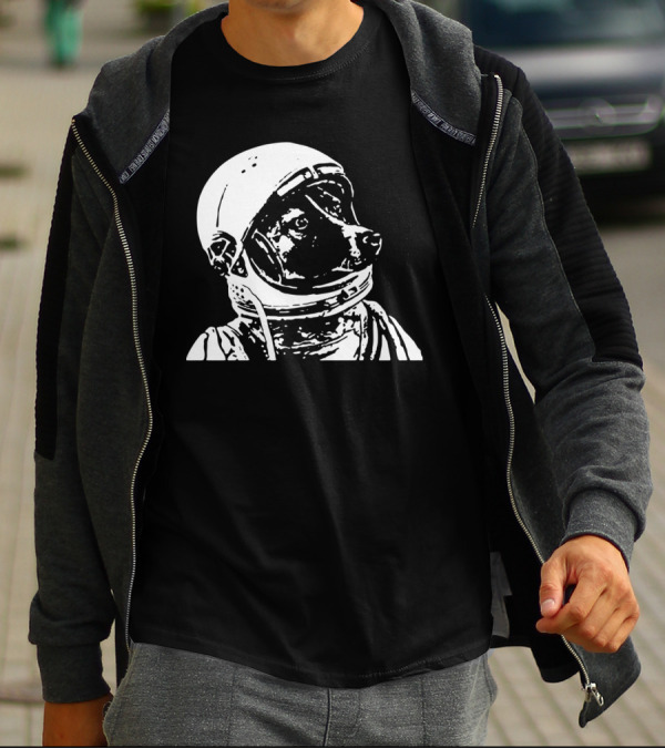 Dog Astronaut In Space Helmet Classic Monochrome T-Shirt